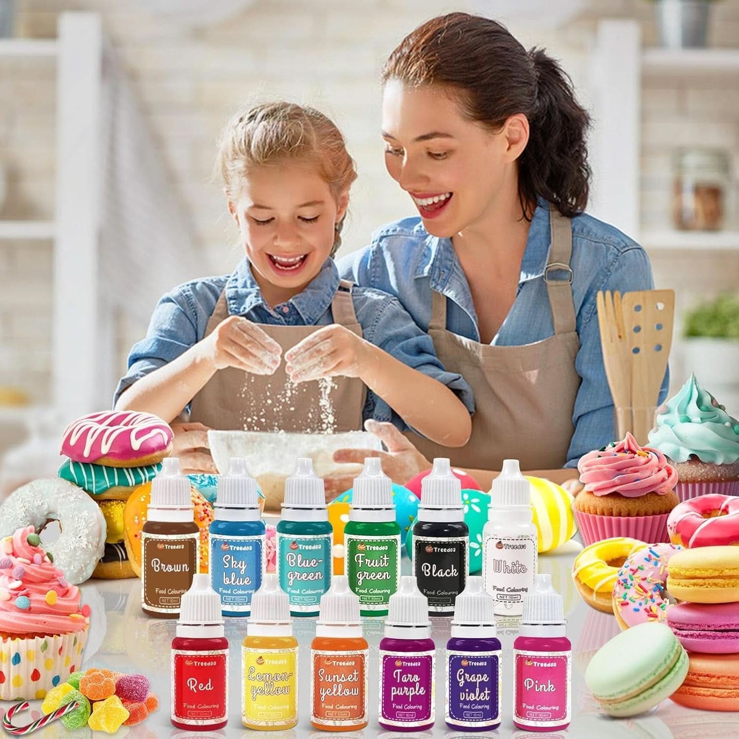 Set van 12 vloeibare kleurstoffen voor levensmiddelen, 10 ml Naty Shop