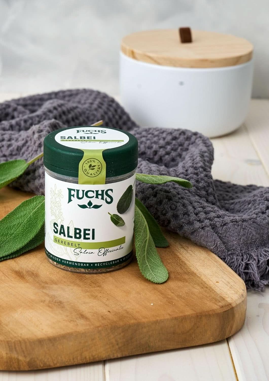 Fuchs, Salie, Zure noot, delicaat bitter voor Ravioli of Gnocchi, 14 gram Specerijen Naty Shop