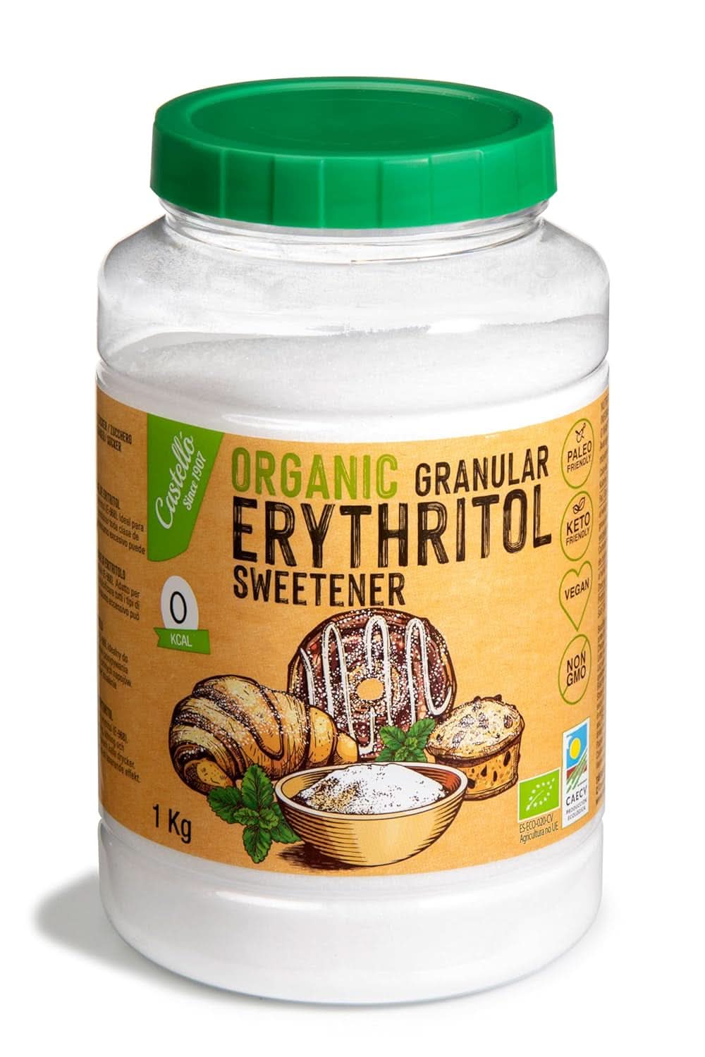 Natuurlijke biologische erythritol, 10G = 7G suiker, 1 Kg Zoetstoffen Naty Shop