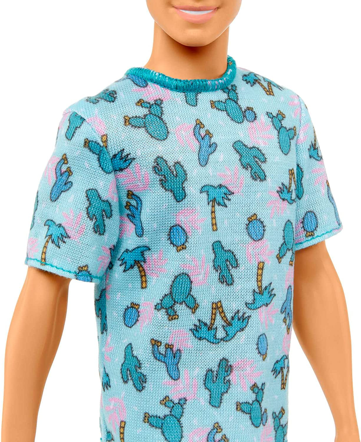 Barbie Ken Fashionistas-pop - T-shirt met cactus- en palmprint, witte shorts en sneakers, perfect voor avonturen met vrienden en wandelingen door de stad, voor kinderen vanaf 3 jaar, HJT10 Naty Shop-poppen