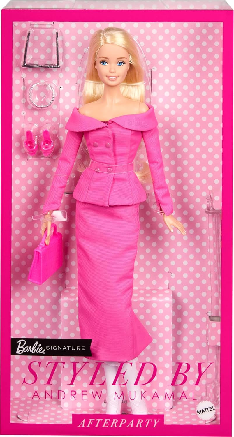 Barbie Signature gestileerd door Andrew Mukamal Modepuppe, Sammlerstück mit 3 Looks für Day en Abend sowie Accessoires, inclusief met Ständer, JBH81