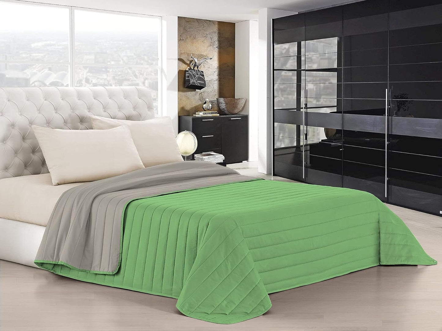 Italiaans beddengoed Estivo eenpersoonsbed, linnen, Aqua, 170 X 270 Cm Dekbedden en dekbedden Naty Shop Groen/lichtgrijs Matrimoniale, 260X270 Cm