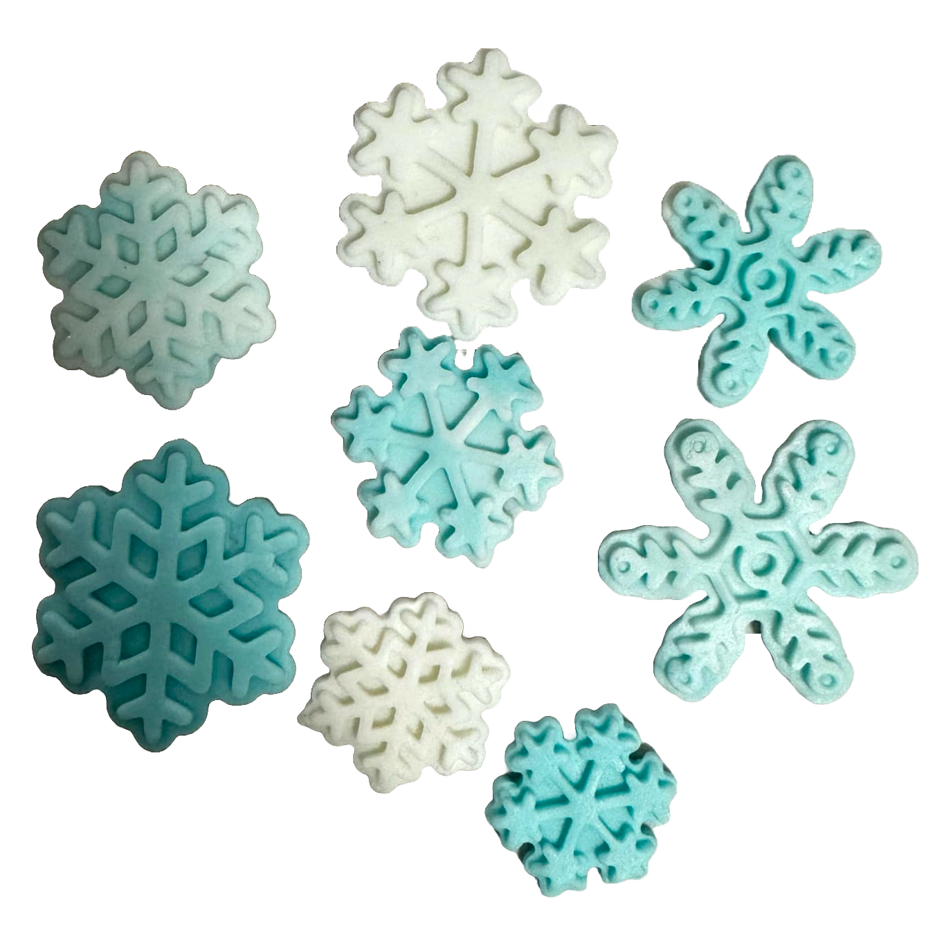Set van 8 eetbare suikerdecoraties, Sneeuwvlokken Suikerpasta Decoraties Naty Shop