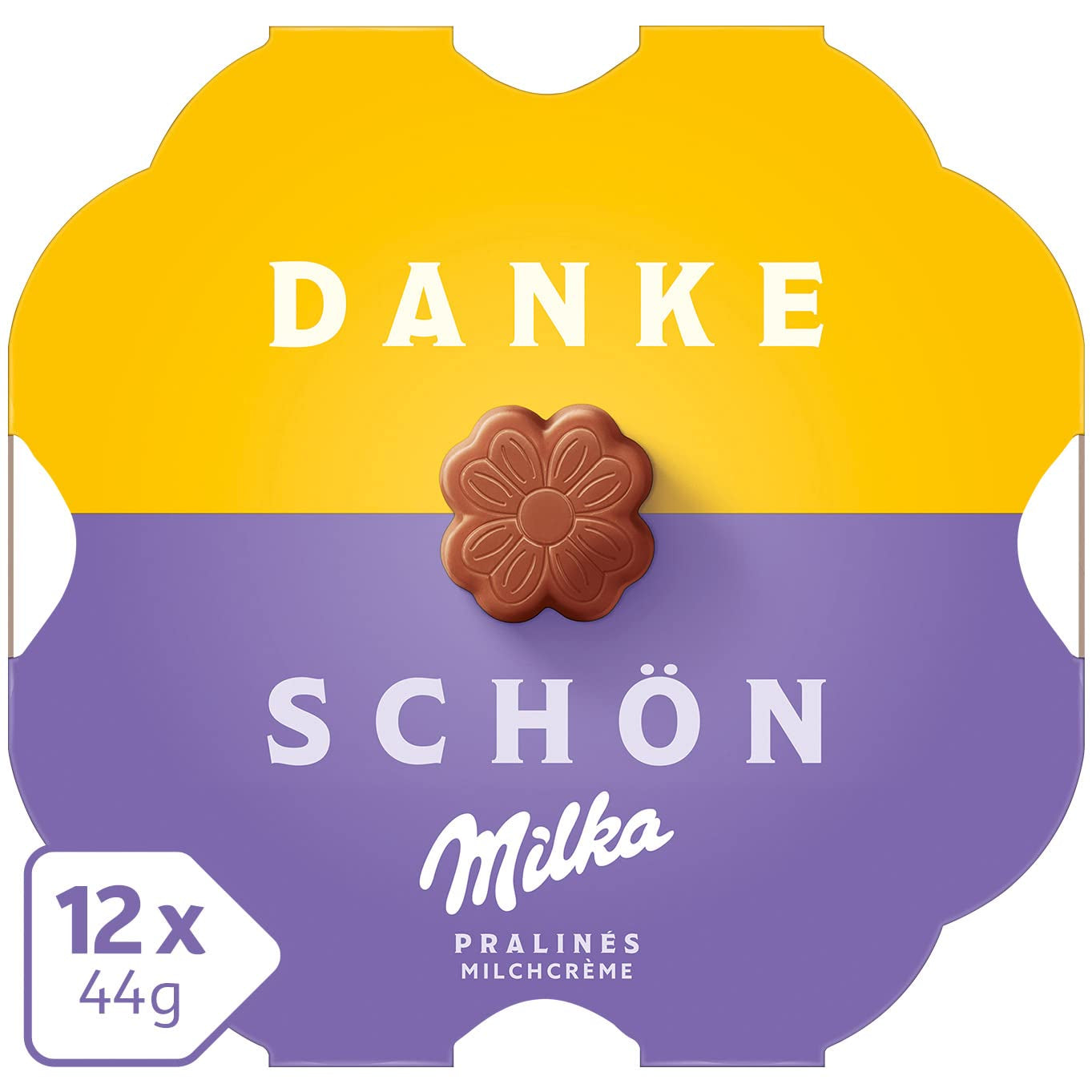 Milka Little Thank You Chocolates 12 x 44g, fijne melkroomchocolaatjes omhuld met Alpenmelkchocolade (pak van 5)