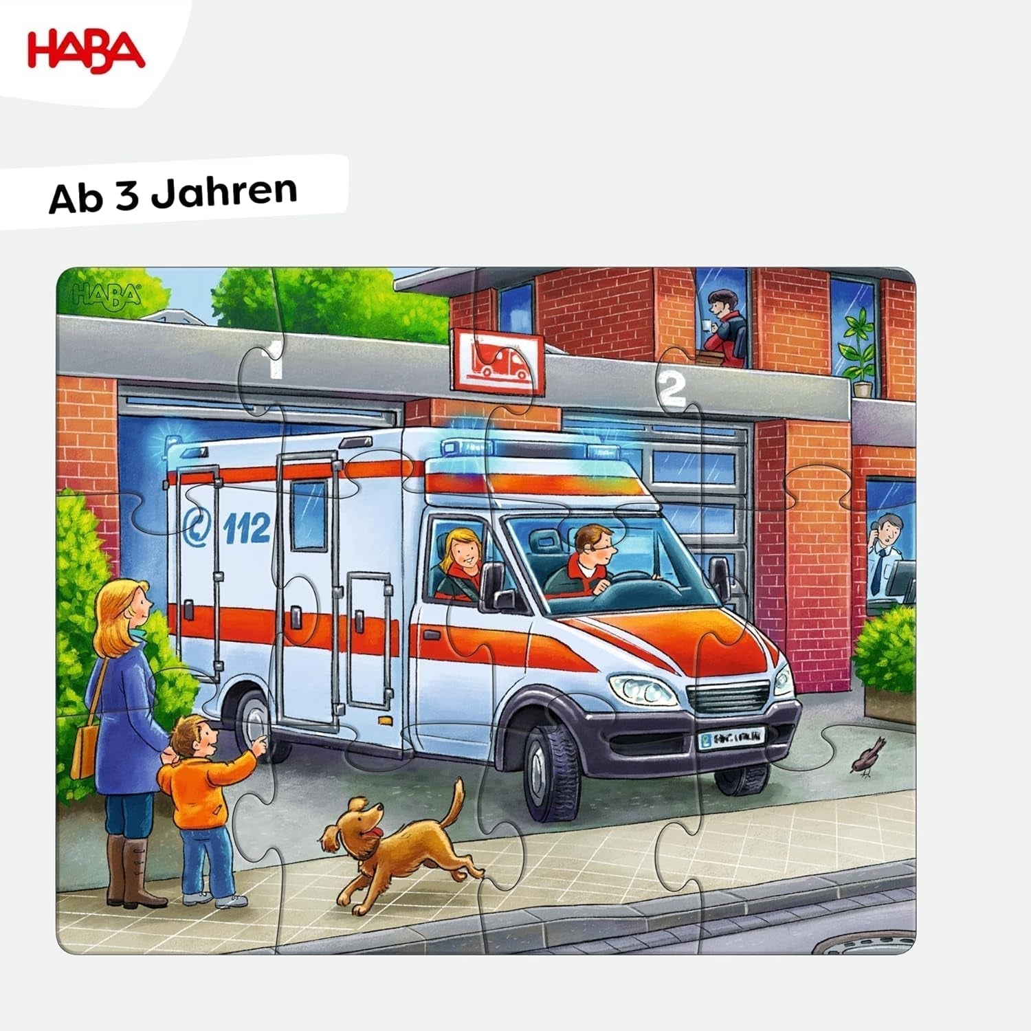 HABA Brandweerpuzzel - 3-delige set voor kinderen vanaf 3 jaar Kartonnen puzzel politie en ambulance - Bevordert de fijne motoriek en concentratie - 1302759001 Puzzel Naty Shop