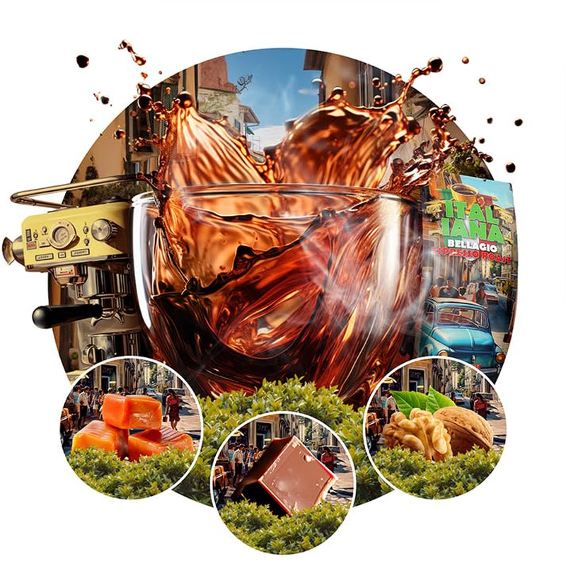 Gebrande koffiebonen Italiana Bellagio 1kg | 80% Arabica en 20% Robusta | met hints van noten en pure chocolade | vers gebrand, lage zuurgraad | voor koffiemachines | Blauwe Orka Koffie