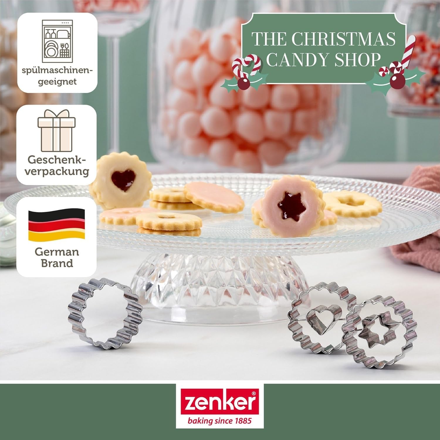 Zenker Ausstecher-Set Linzer Herz und Stern aus Edelstahl – Perfekt für Weihnachtskekse, 3-teilig, inkl. Geschenkverpakkingen, speelgoedartikelen en roestvrij – The Christmas Candy Shop