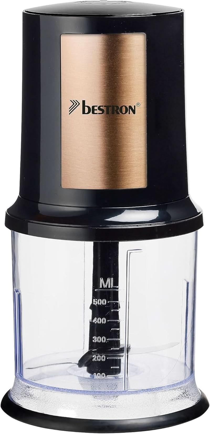 Bestron Elektrischer Multi-Zerkleinerer, Universalzerkleinerer Mit Zwei Schneidemessern & 500Ml Kapazität, Große Pulstaste, 400 Watt, Farbe: Kupfer Kitchen Naty Shop