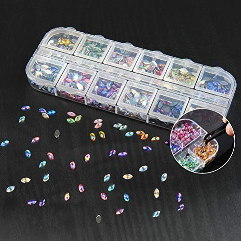 Nagelsteentjes met puntgereedschap, 3D-nageldecoratie, nagelglittersteenset, nagelkunstglitter, nagelaccessoires Nageldesign met pincet