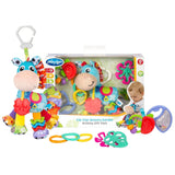 Playgro Clip Clop Sensory Garden Activity Gift Pack - Sensory Garden Toy voor baby's vanaf 0 maanden - Interactief speelgoed met rammelaars, bijtring en kinderwagen Friend - 4 stuks