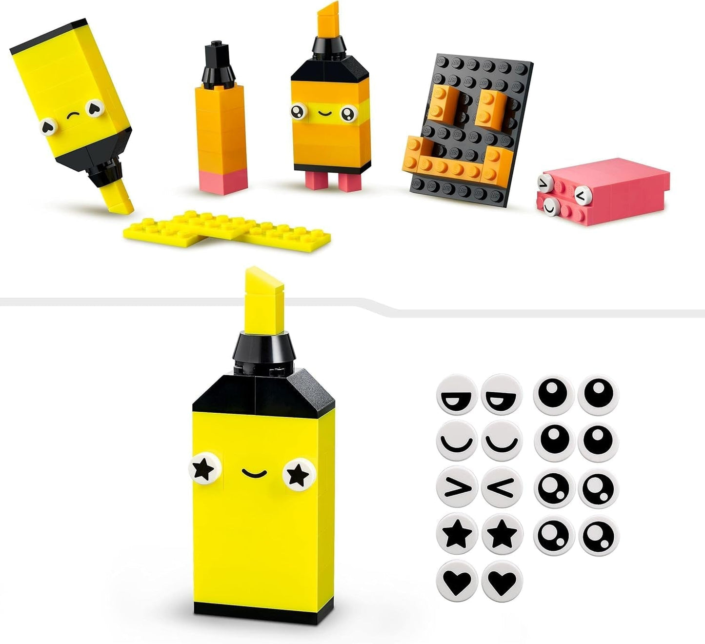 LEGO 11027 Classic Neon Creatieve bouwset, Brick Box Set, Bouwspeelgoed met modellen: auto, ananas, alien, rolschaatsen, figuren en meer, voor kinderen vanaf 5 jaar Bouwsets Besuche den LEGO-Store