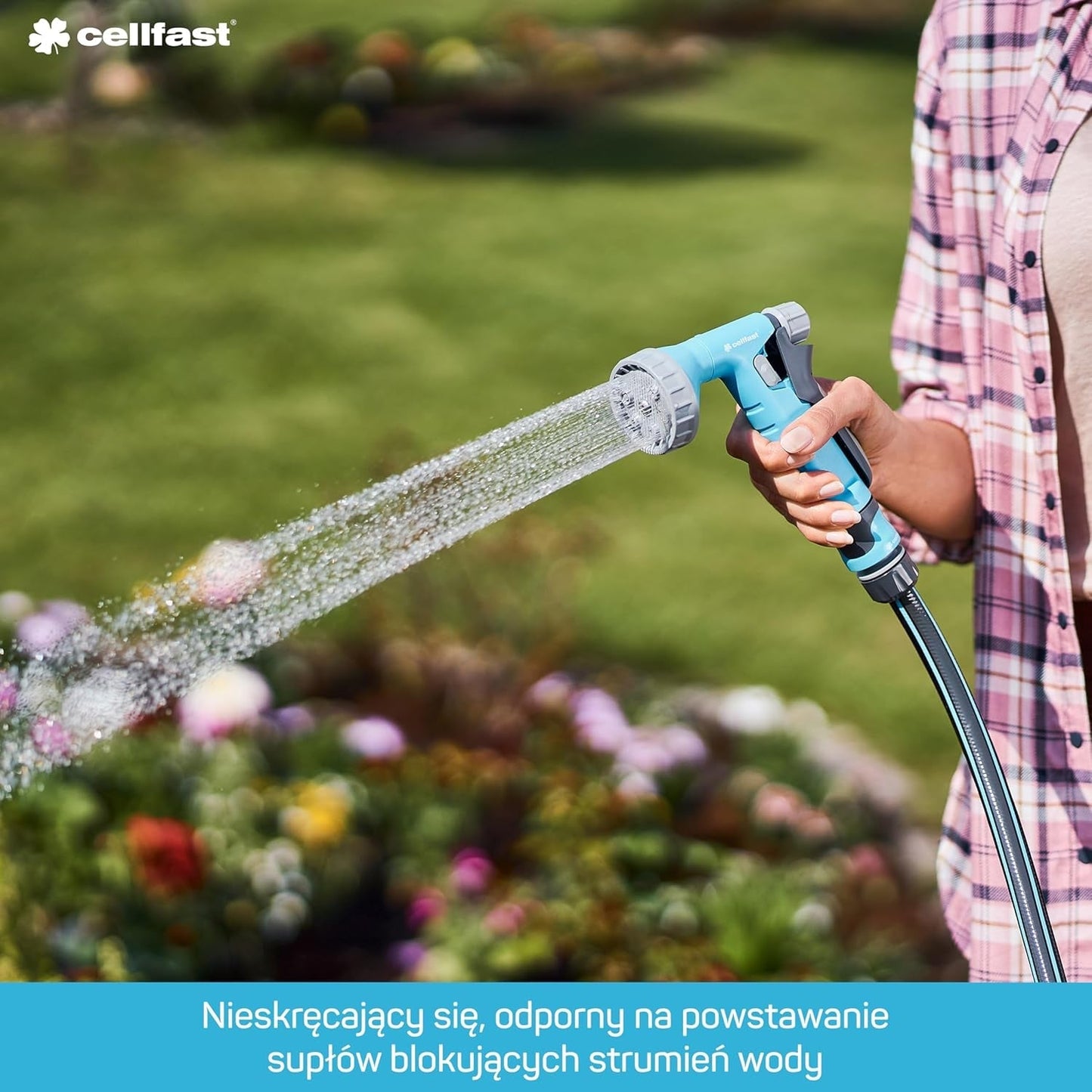 Tuinslang Cellfast MULTIFLEX PRO, duurzaam, 6-laags, ATS2 gebreide vlecht, UV- en algenbestendig, zware metalen vrij, fluwelen technologie, 35 bar, -20/+65°C, 3/4", 30m
