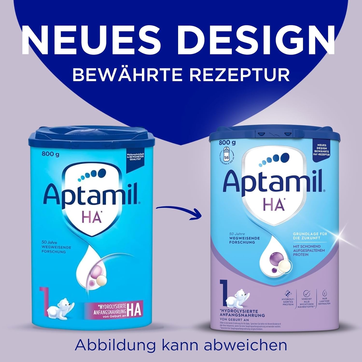 Aptamil HA 1 - Zuigelingenvoeding vanaf de geboorte, met DHA, lactosevrij, palmolievrij, babyvoeding, melkpoeder, 1 x 800 g