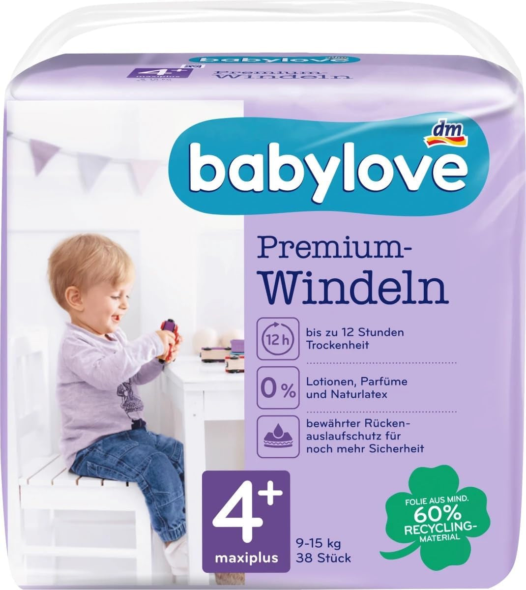 Premium luiers maat 4+, maxiplus 9-20 kg, 1 x 38 st