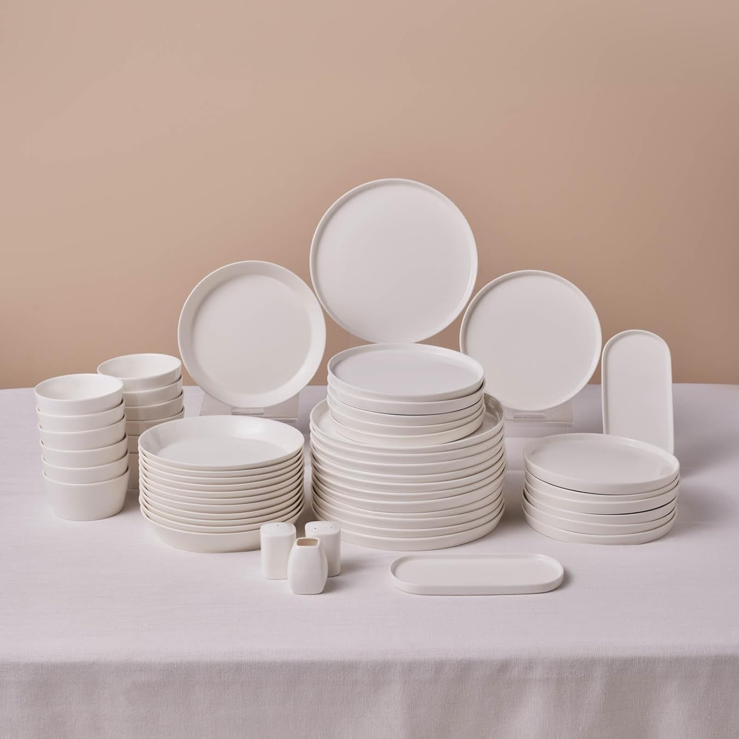 Karaca Stream Bone Bomo 12-persoons serviesset Elegante vierkante bordenset Elegant wit porseleinen servies