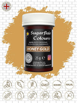 Sugarflair pasta-voedselkleuring, pastelkleur Honey Gold, pasta-voedselkleuring voor fondant en marsepein, Spectral geconcentreerde kleuren - 25 g