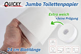 Quicky Jumbo 2-laags toiletpapier, 25 cm Ø, helderwit, reliëf met fijne stippen, 6 rollen - absorberend en scheurbestendig voor maximale hygiëne, ideaal voor openbare instellingen en industrie
