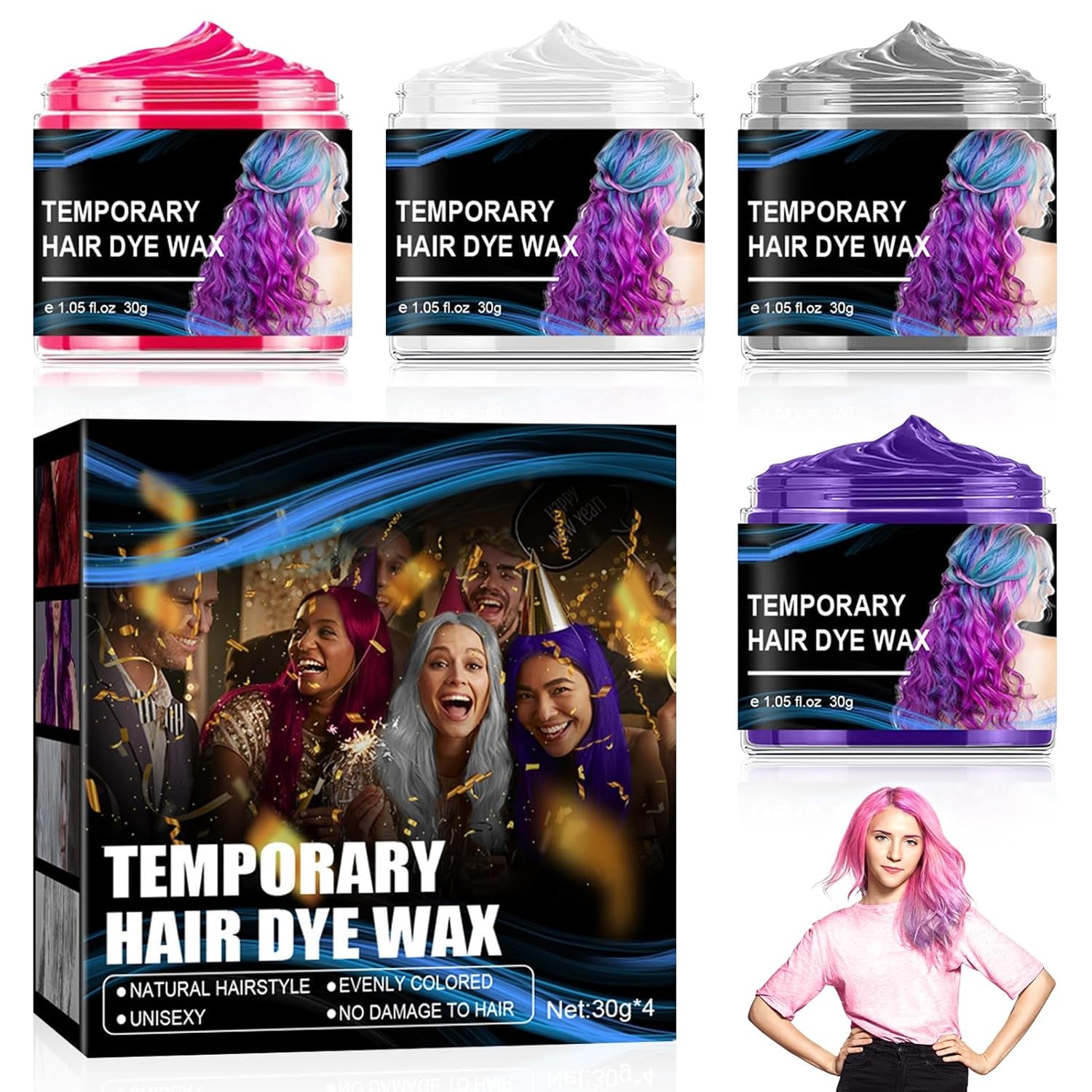 Halloween Tijdelijke Haarverf 4 Kleuren Haarkleur Wax Styling Haarkleur Voor Mannen Vrouwen Voor Halloween Cosplay Party Haarverf Naty Shop Standaard Titel