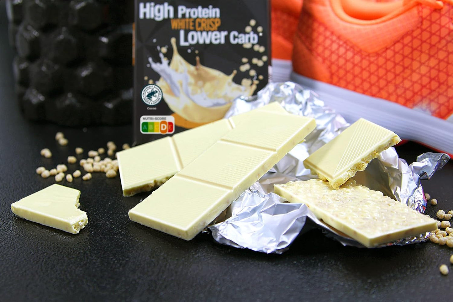 frankonia CHOCOLAT POWER MOTION zonder toegevoegde suiker - Knapperige witte chocolade met hoog eiwit- en laag koolhydraatgehalte, 90 g