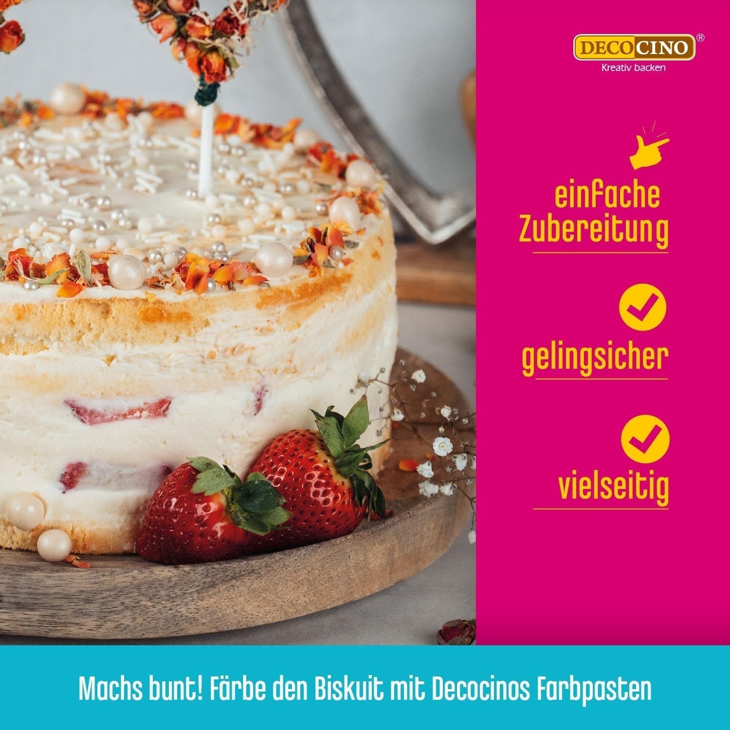 DECOCINO Biscuit Backmischung (250 G) – Einfache Zubereitung – Gelingsicher – Zum Backen Von Luftigen Biskuitböden, Creme-Torten, Biskuitrollen Uvm. Naty Winkel