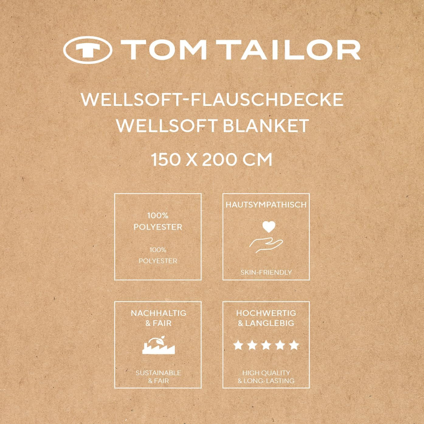 TOM TAILOR Wellsoft Deken, 150X200 Cm, 100% Polyester/ Wellsoft, geborduurd met logo, WELLSOFT BLANKET Oranje (Warm Coral) Dekens en dekbedden Naty Shop