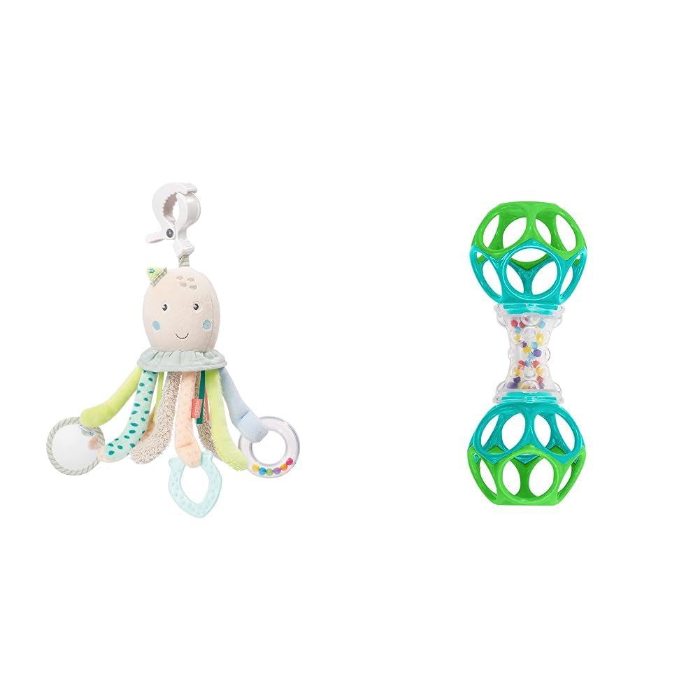 Fehn Octopus Activity Toy - Babymotorisch speelgoed voor kinderwagens en slimme starts, Oball, rammelaar met grijpballen om te wandelen, interactief babyspeelgoed Bebe Toys Naty Shop Octopus Toy Pack