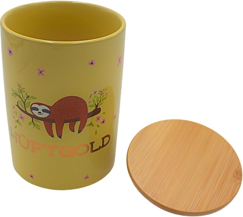 Dekohelden24 Elegante keramieken opbergdoos/koffie/vers voedsel/koekje Hüftgold. De reden: lui. Afmetingen: H/Ø 15,6 x 11 cm. Naty Shop voedselbewaardozen