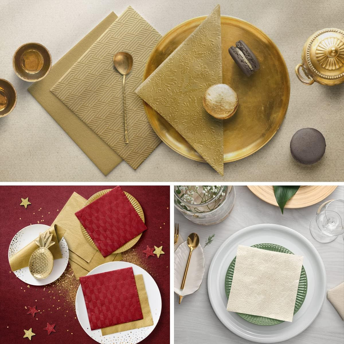 PAW - 3-laags servetten (33 x 33 cm) I 20 stuks I Perfect voor verjaardagen, feesten, bruiloften, communies en feestdagen I Gekleurde papieren servetten - speciale gelegenheden, ornamenten I Inspiration Classic (goud)