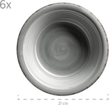 MÄSER Serviesset voor 6 personen, moderne vintage look, 12-delig tafelservies, handgeschilderd, blauw, tegel, rookblauw (Bel Tempo II)