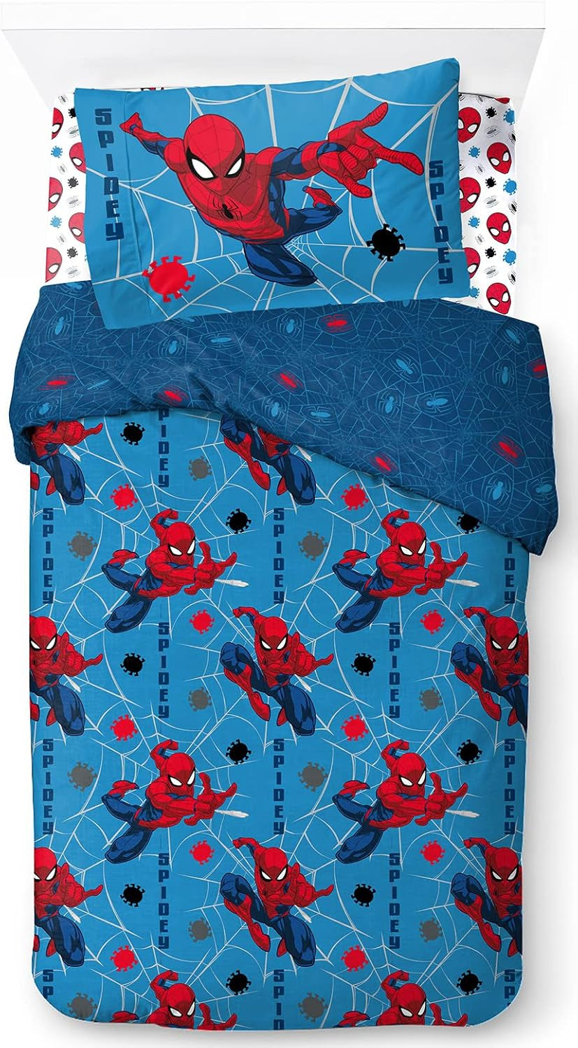 Beddengoed voor kinderen, Disney figuren, 100% katoen Beddengoed - kinderen Naty Shop Blauw - Spiderman 135X200/50X70 (3-delig)