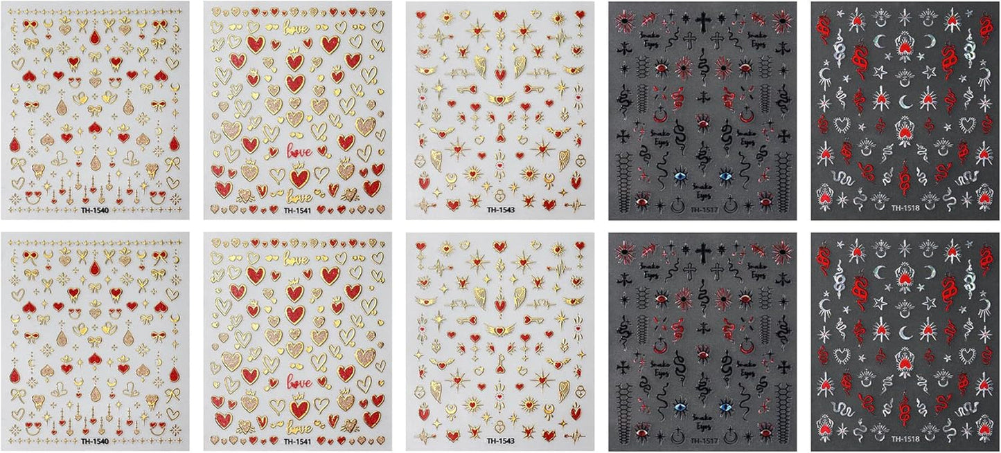 JMEOWIO Nagelsticker Mond Stern 10 Blatt Nail Art Sticker Selbstklebend Nagelaufkleber Decoratie Nageldesign Zubehör