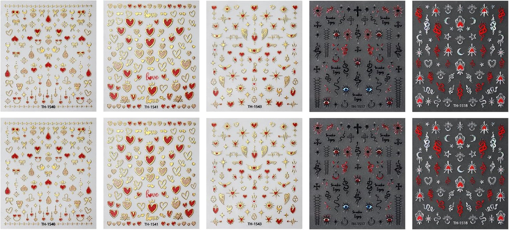 JMEOWIO Nagelsticker Mond Stern 10 Blatt Nail Art Sticker Selbstklebend Nagelaufkleber Decoratie Nageldesign Zubehör