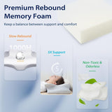 HOMCA Nekkussen Kussen, Memory Foam Ergonomisch kussen 3D-koelende kussensloop voor rug-, zij- of buikligging, 62 X 41 X 9,5/12,5 Cm Cervicale orthopedische kussens Naty Shop