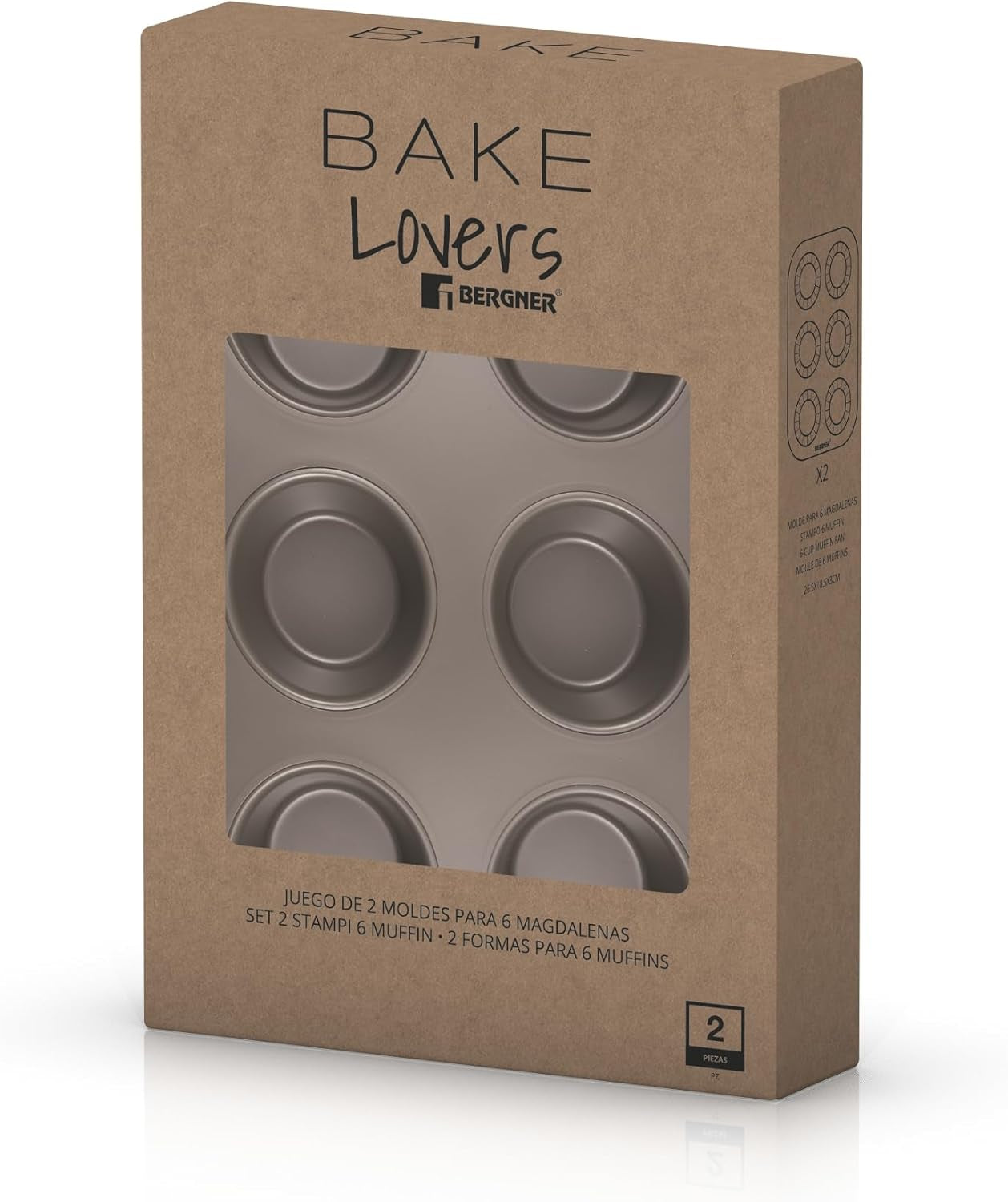 BERGNER BAKING LOVERS - Set Von 2 X 6 Cup Muffinformen - Kohlenstoffstahl Mit Ilag Essential, PFOA Frei, Leicht Zu Reinigen Vormen en bakplaten Naty Shop