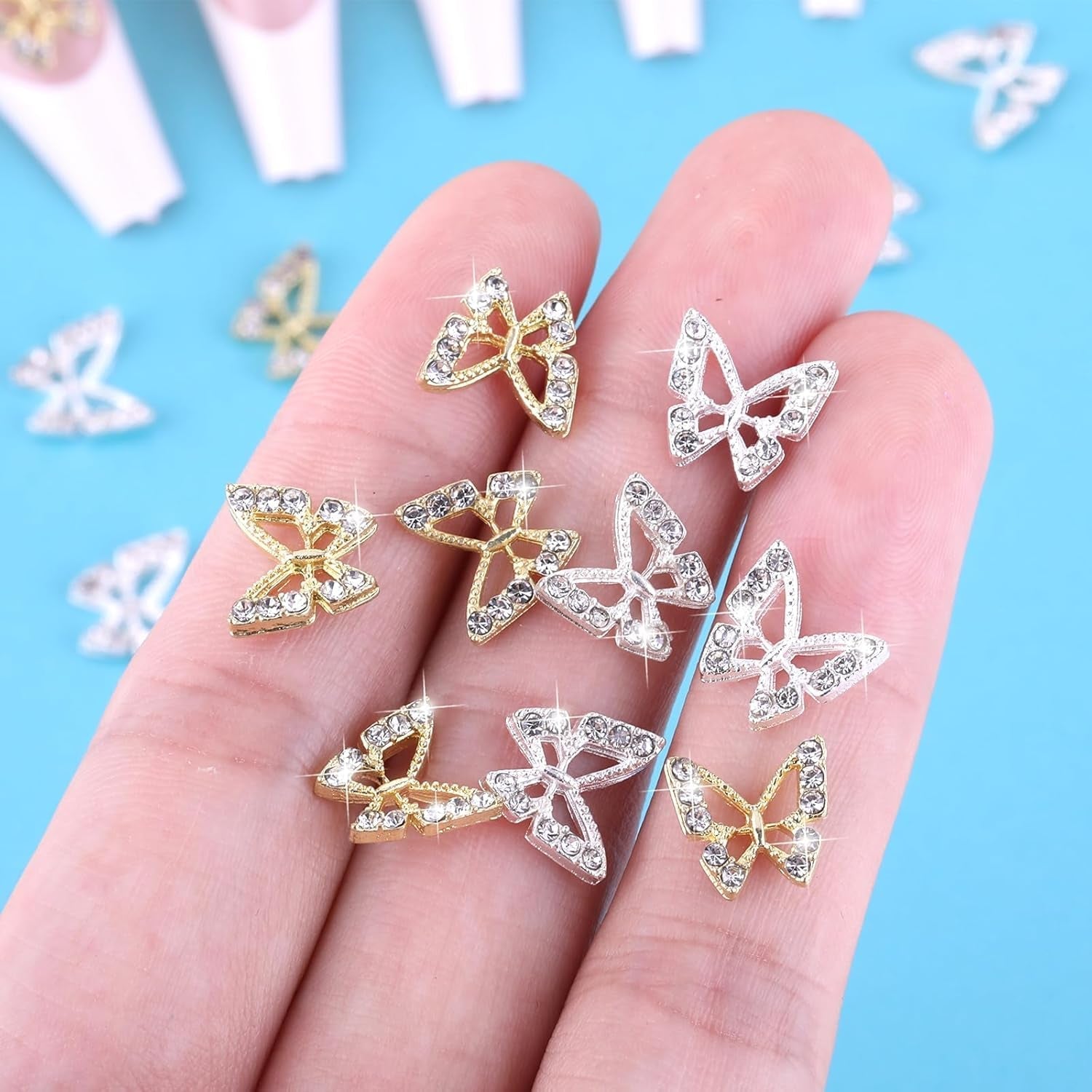 20 stuks glitter vlinder nagelbedels, nail art strass steentjes, nagelstenen, vlinder nail art, strass steentjes, Valentijnsdag nagelbedels, doe-het-zelf mobiele telefoon hoesje decoratie