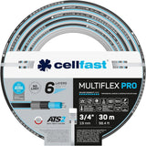 Tuinslang Cellfast MULTIFLEX PRO, duurzaam, 6-laags, ATS2 gebreide vlecht, UV- en algenbestendig, zware metalen vrij, fluwelen technologie, 35 bar, -20/+65°C, 3/4", 30m