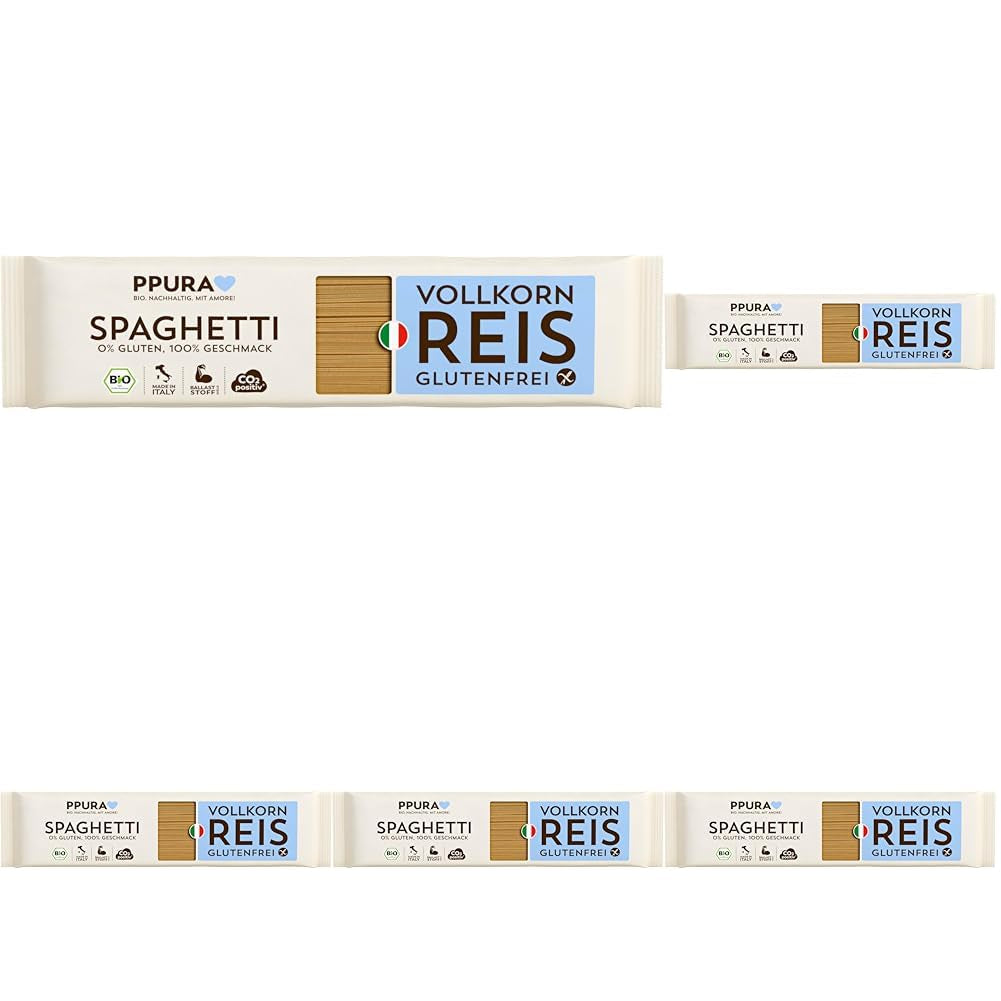 PPURA Spaghetti met biologische glutenvrije volle rijst 400g - Italiaanse natuurpasta met biologische volle rijst - Glutenvrij, zonder suiker of toevoegingen, ambachtelijk bereid
