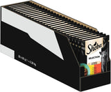 Natvoer voor katten Sheba Selection in geportioneerde zakjes met kip en rundvlees in saus 28x85g