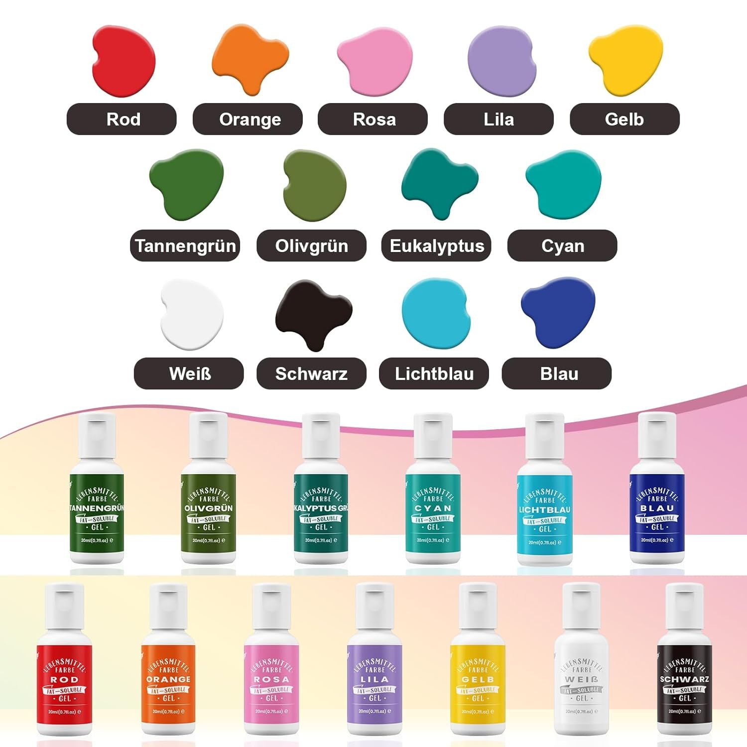 Mengsel van oliën, roze voedingskleurstof op oliebasis, sterk geconcentreerd, voor chocolade, fondant, koekjes, cake bakken, macarons, doe-het-zelf taartdecoratie, deegtoppings - 20 ml