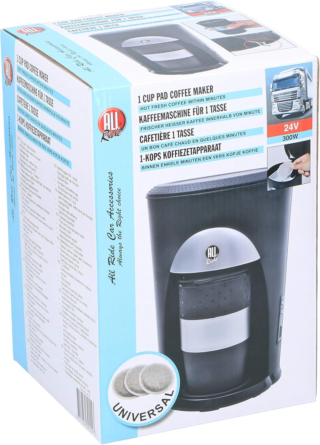Espresso - Koffie - Afhaalkoffie - Autovrachtwagen 24V - Aktiva 300W - Pad voor 1 kopje - incl. beker