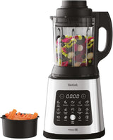 Tefal Perfectmix Cook Hochgeschwindigkeits-Standmixer, Met Kochfunktion, 10 Auto-Programma, Heiße en Kalte Rezepte, Abnehmbare Klingen, Inkl. Dampfkorb, Zilver/Schwarz, BL83SD30 Keuken Naty Shop