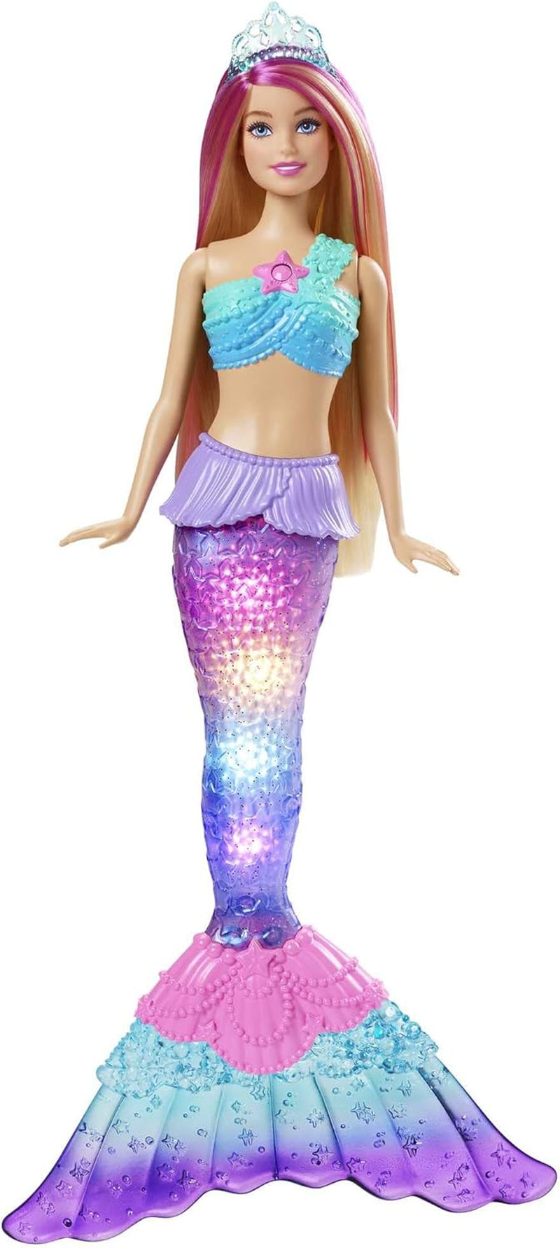 Barbie Dreamtopia Magic Light zeemeerminpop met blond haar, Barbiepop met zeemeerminstaart, geschikt als cadeau voor kinderen vanaf 3 jaar, HDJ36