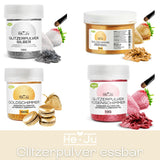 He-Ju Metallic Gold vloeibare kleurstof voor levensmiddelen 25 ml, eetbare glitter voor drankjes en eten (metallic goud, 25 ml)