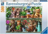 Ravensburger Puzzel 12000205 - Katzen Im Regal - Legpuzzel van 500 stukjes voor volwassenen en kinderen vanaf 10 jaar, dierenpuzzel met kattenmotief Puzzel Naty Shop Classic
