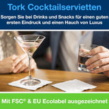 Tork Cocktail Witte Servetten, 1/4-voudig, 2-laags, 24 cm × 24 cm, 200 Servetten, 477534
