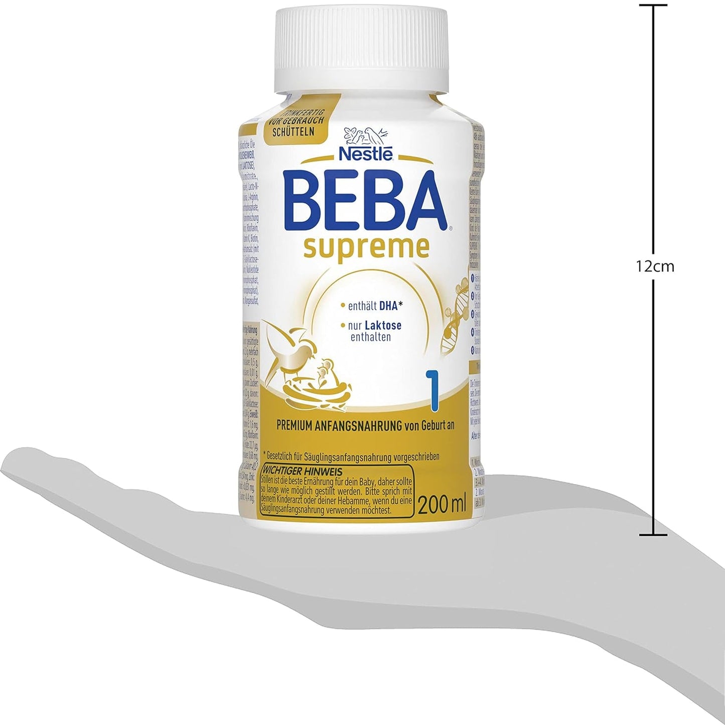 BEBA Nestlé BEBA SUPREME 1 Zuigelingenvoeding: Kant-en-klare flesjes met Omega 3, 1 pakje (1 x 200 ml)