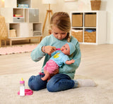 Simba 105010964 - Laura Hungry pop met zacht lichaam met mannequin, magische lepel, fles met verdwijnende inhoud en klein bord, 38cm, pop vanaf 2 jaar Naty Shop Dolls