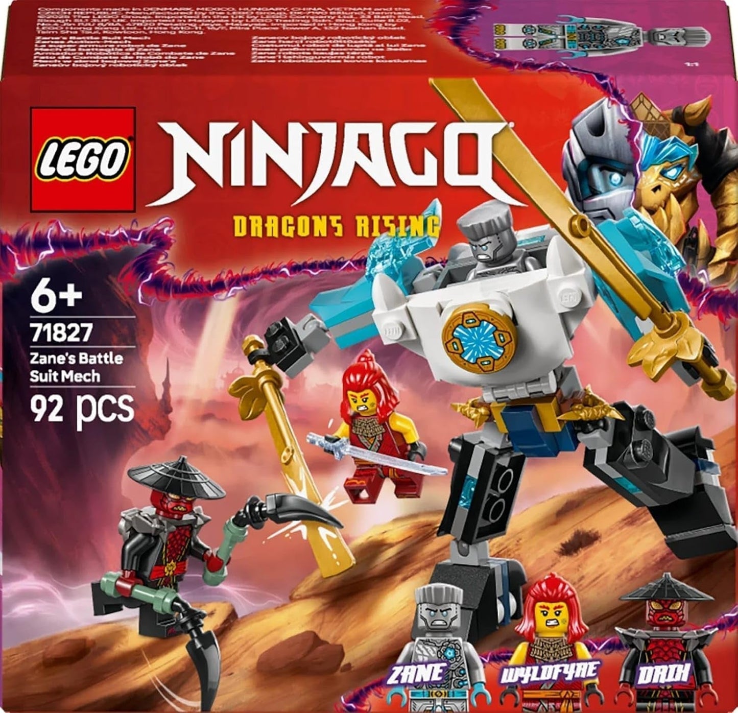 LEGO NINJAGO Zane's Actie Mech - Ninja speelgoed met 3 minifiguren voor rollenspellen - Kleine set om te bouwen en te spelen voor kinderen - Cadeau-idee voor jongens en meisjes vanaf 6 jaar 71827 Bouwsets Besuche den LEGO-Store