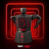 Bialetti Moka Express Stranger Things 3-kops koffiezetapparaat, Muziekknop met USB-C oplaadfunctie, Niet geschikt voor inductiekookplaten, 3 kopjes (130 ml), Zwart