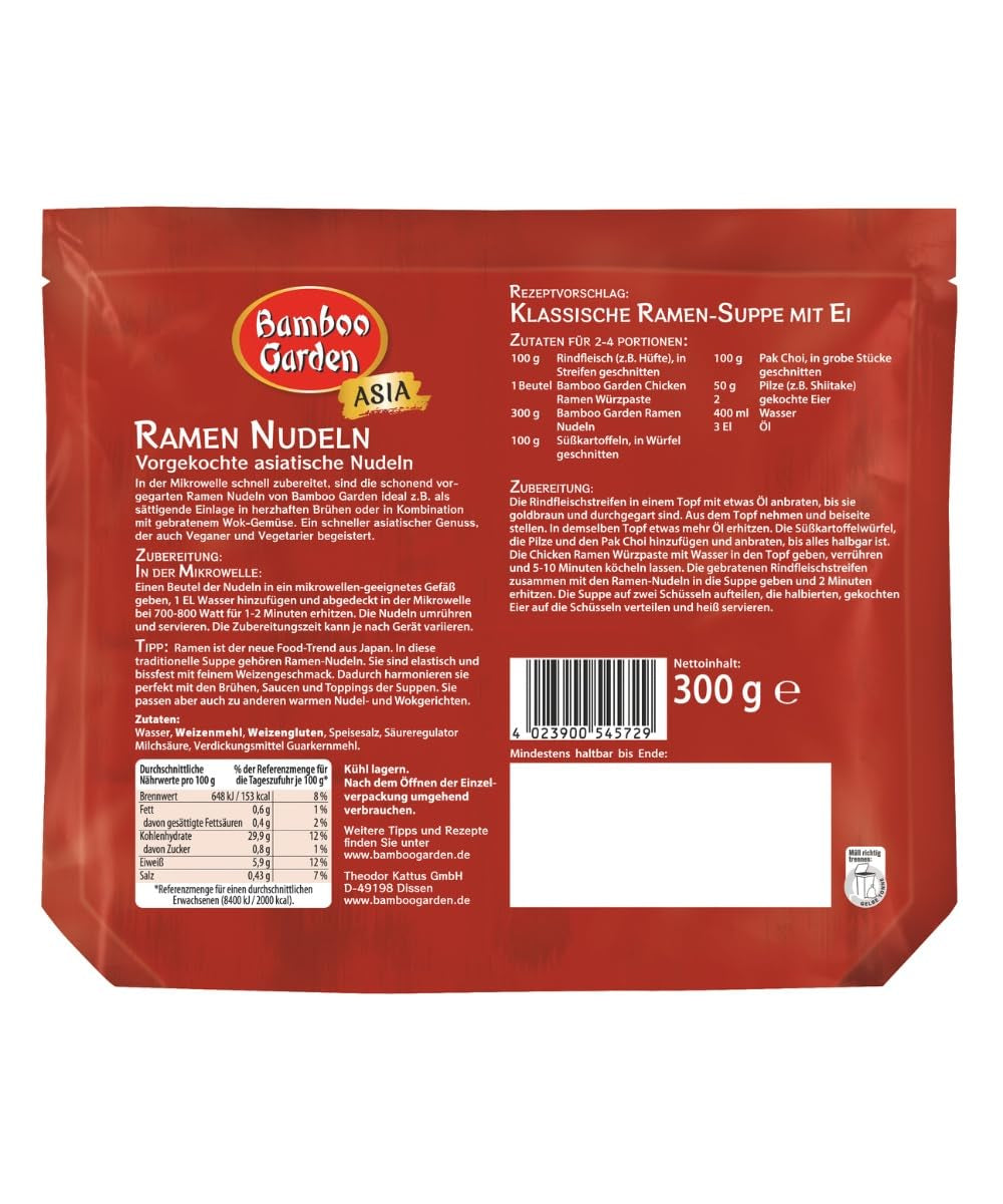 Bamboo Garden - Voorgekookte Ramen-noedels | Klaar in 2 minuten | Veganisten | 300 gram in een zak